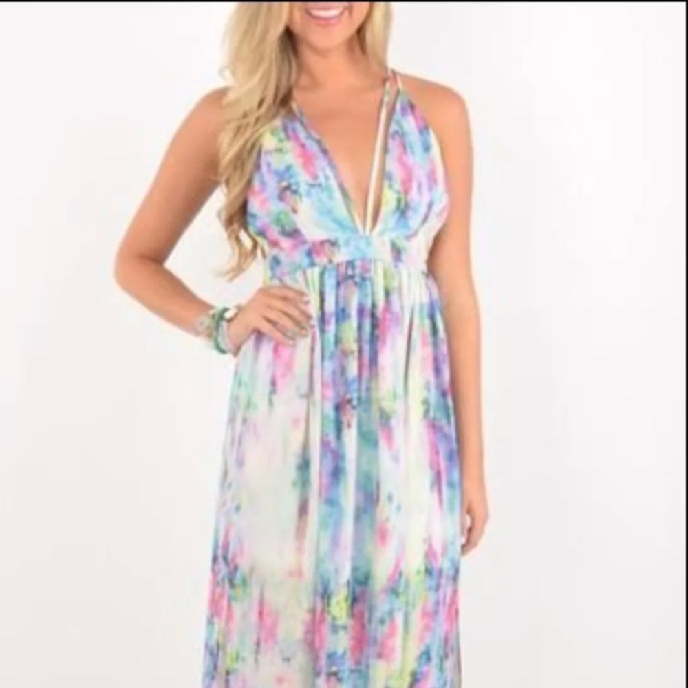NWT L’astite Maxi Watercolor Dress